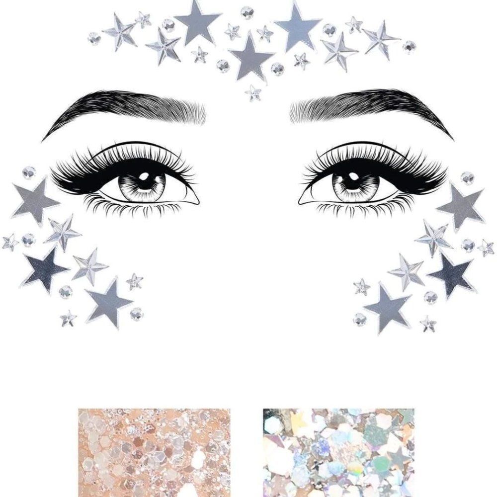 Glitter Face Makeup Set - Silver and Cream